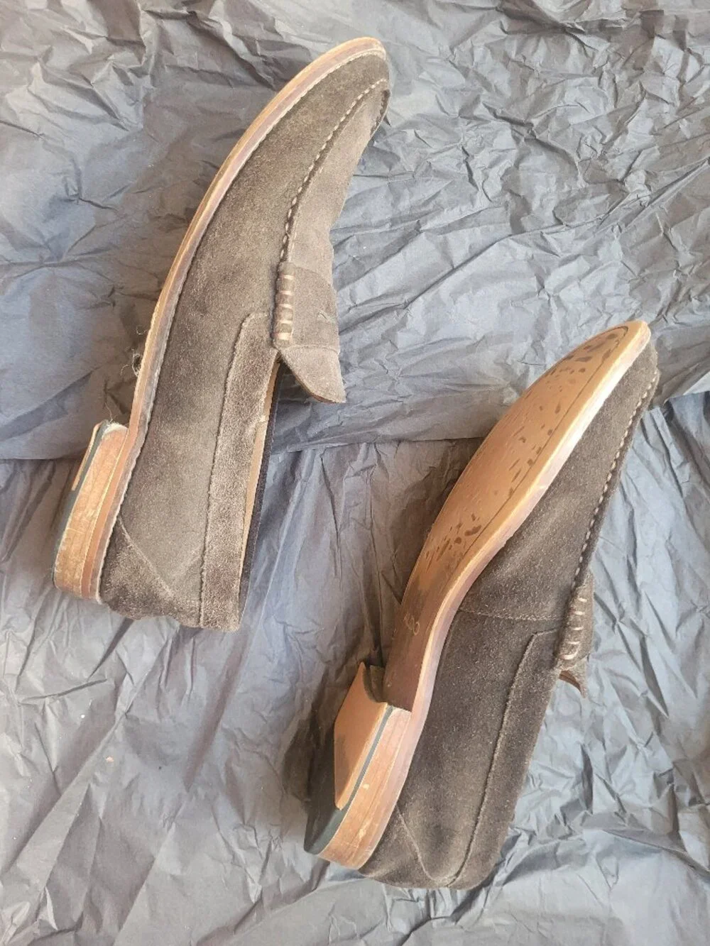 AS IS Used Aldo Mens Suede Dark Brown Penny Loafer Slip On Dress Shoes US 9.5